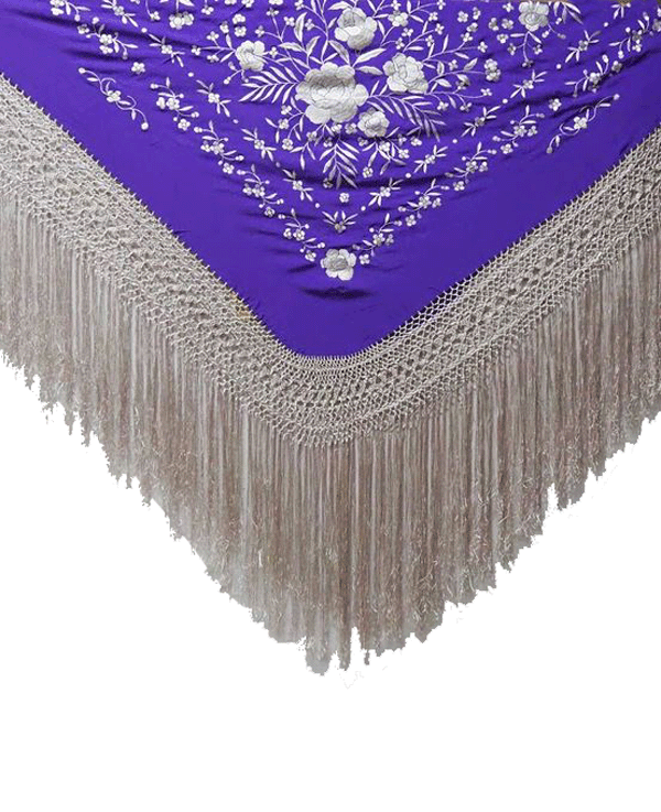 Handmade Embroidered Shawl. Natural Silk. Ref. 11026MOMF